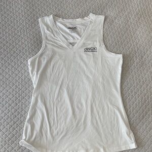 dINGK Pickleball Women's White V-Neck Tank